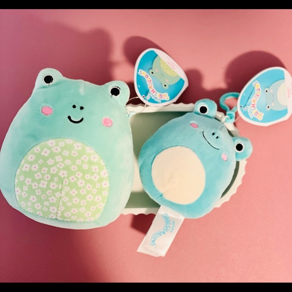 NEW 5” Inch Wendy Floral Belly Frog & 3.5” Ludwig/robert Clip Squishmallows - Picture 2 of 2